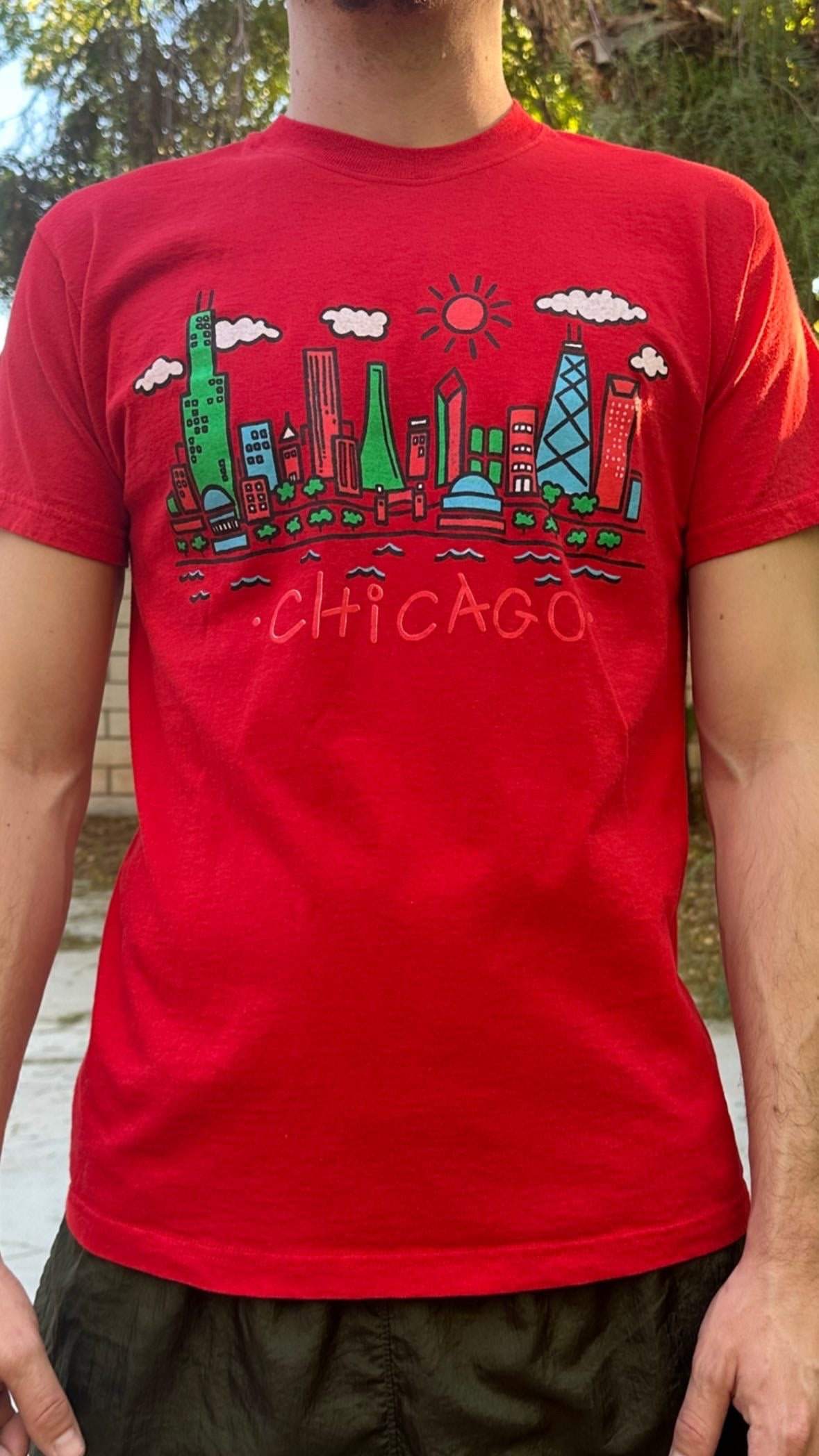 Vintage Chicago Cartoon Skyline T-Shirt
