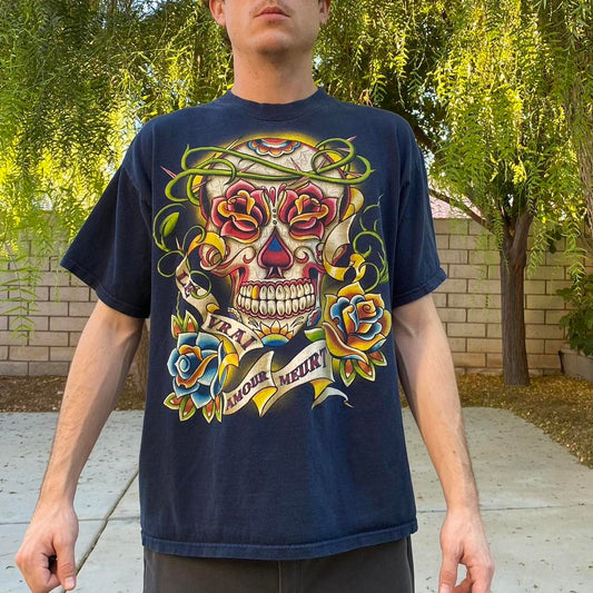 Vintage Calavera Skull Graphic T-Shirt